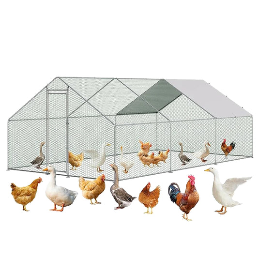HiMISS Heavy Duty Metal Chicken Coop Walk-In Poultry Cage