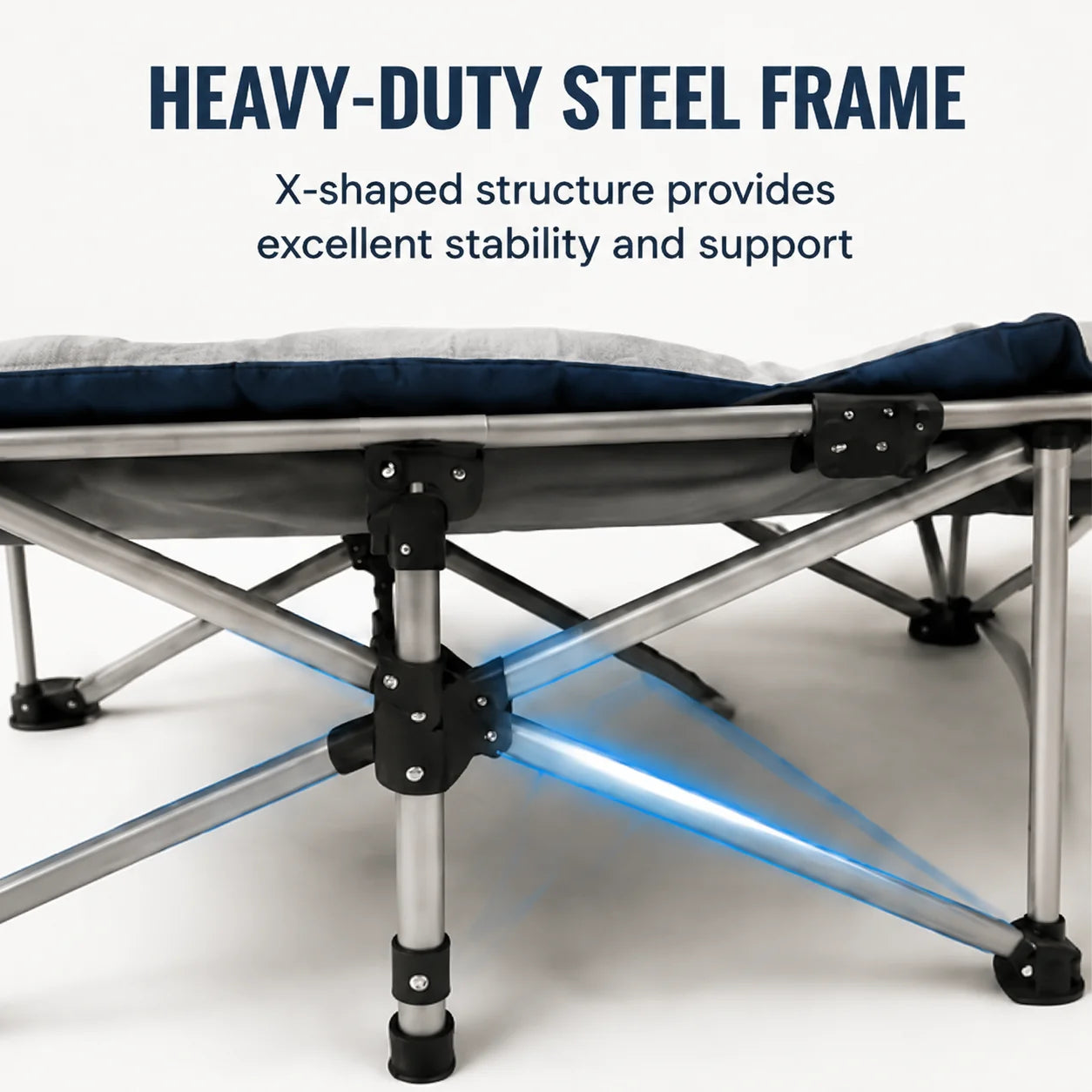 Portable Foldable Camping Cot With Thick Padded Mattress