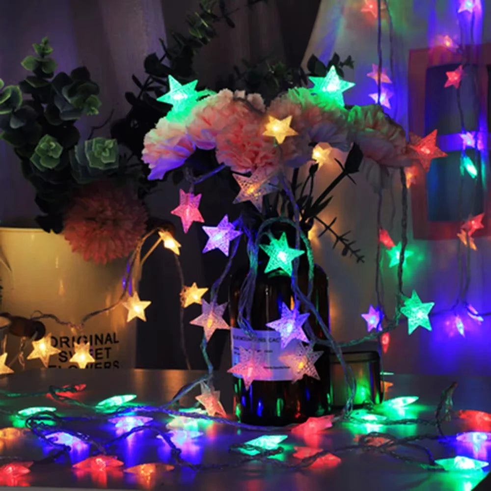 LED String Lights Outdoor Star Chain Lights Garland Lights Bulb Fairy Lights Party Home Wedding Garden Christmas Decor