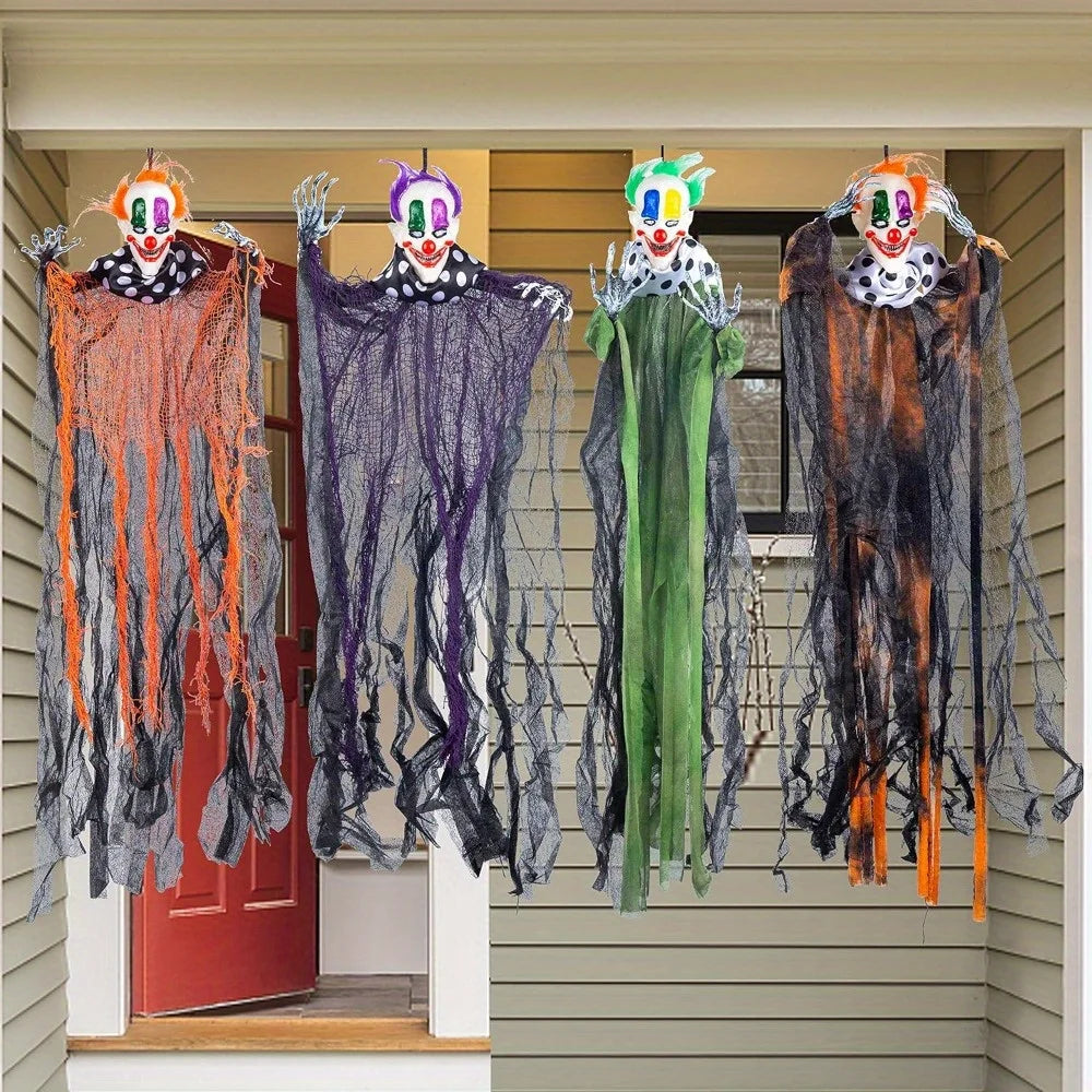 29 inch Tall Hanging Clown Halloween Decorations Outdoor Props Front Porch Party Supplies Garden Yard Lawn Scary Horror