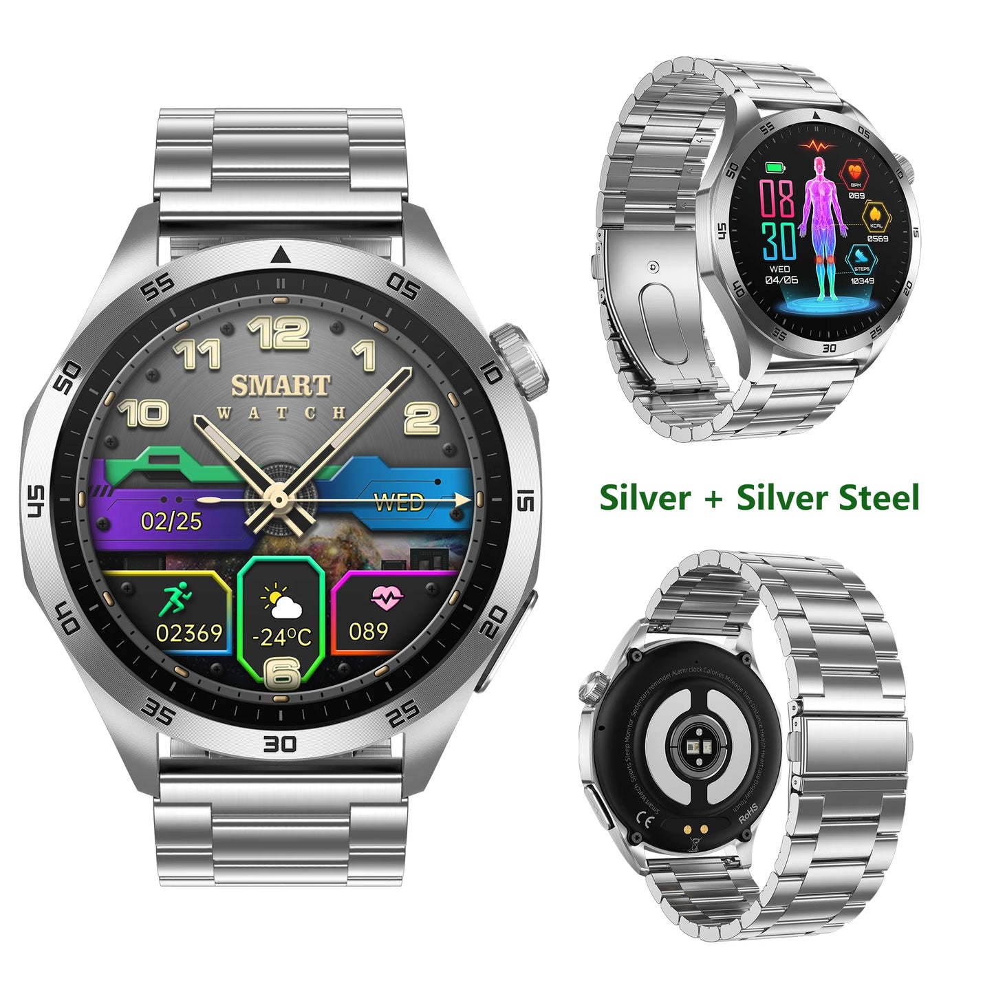 ECG PPG Health Smartwatch Blood Pressure Oxygen Tracking Bluetooth Calls