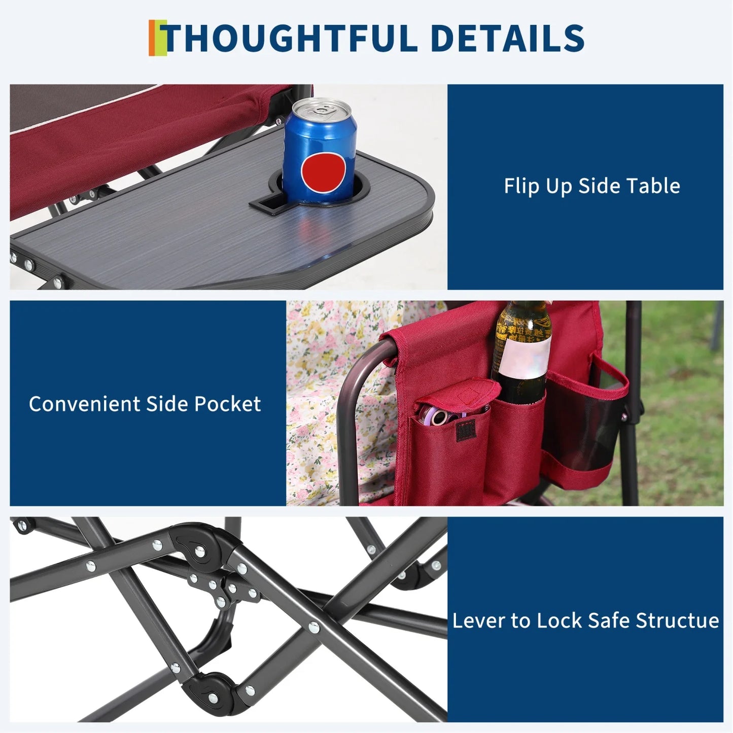 HiMISS Heavy Duty Folding Directors Chair With Table