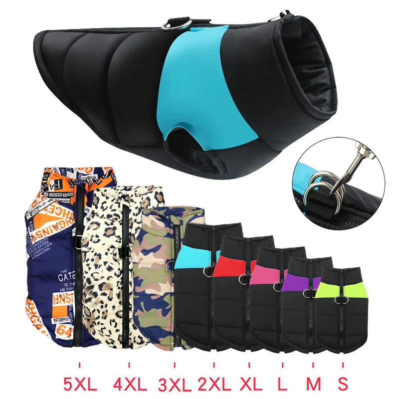 Padded Winter Dog Coat Vest With Zipper Waterproof