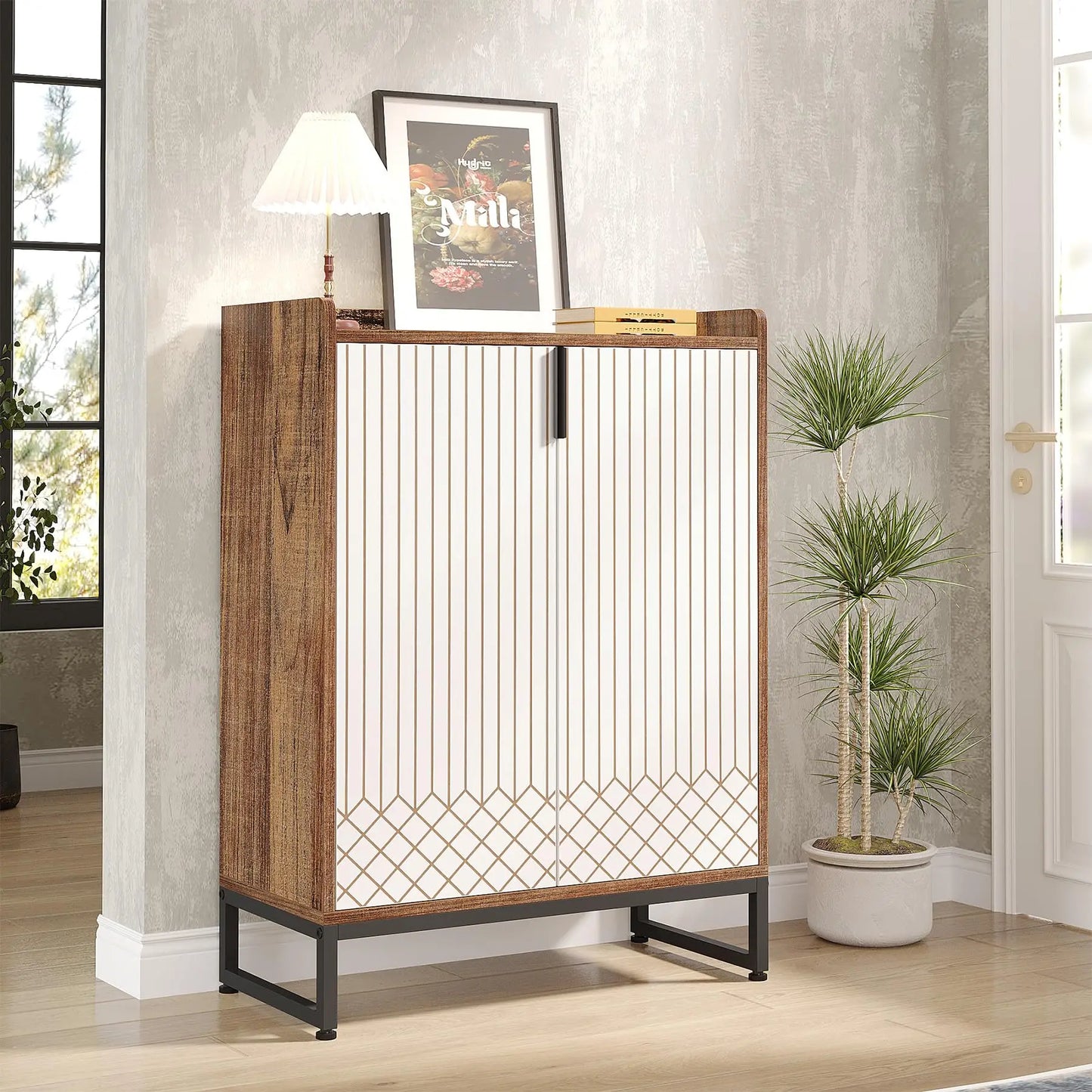 Tribesigns 5 Tier Shoe Cabinet With Doors