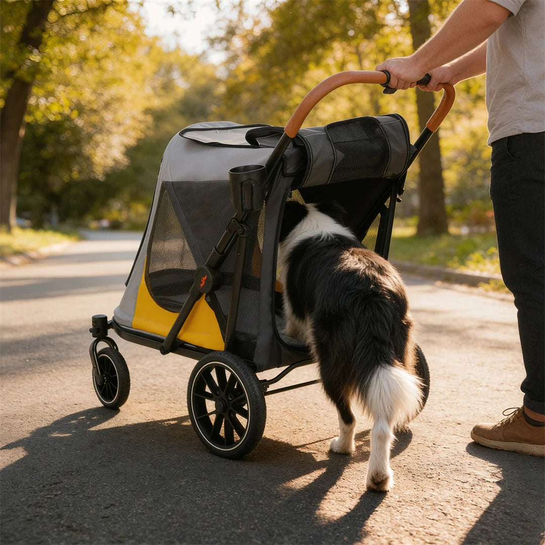 Portable Large Dog Stroller With One Click Folding And Storage