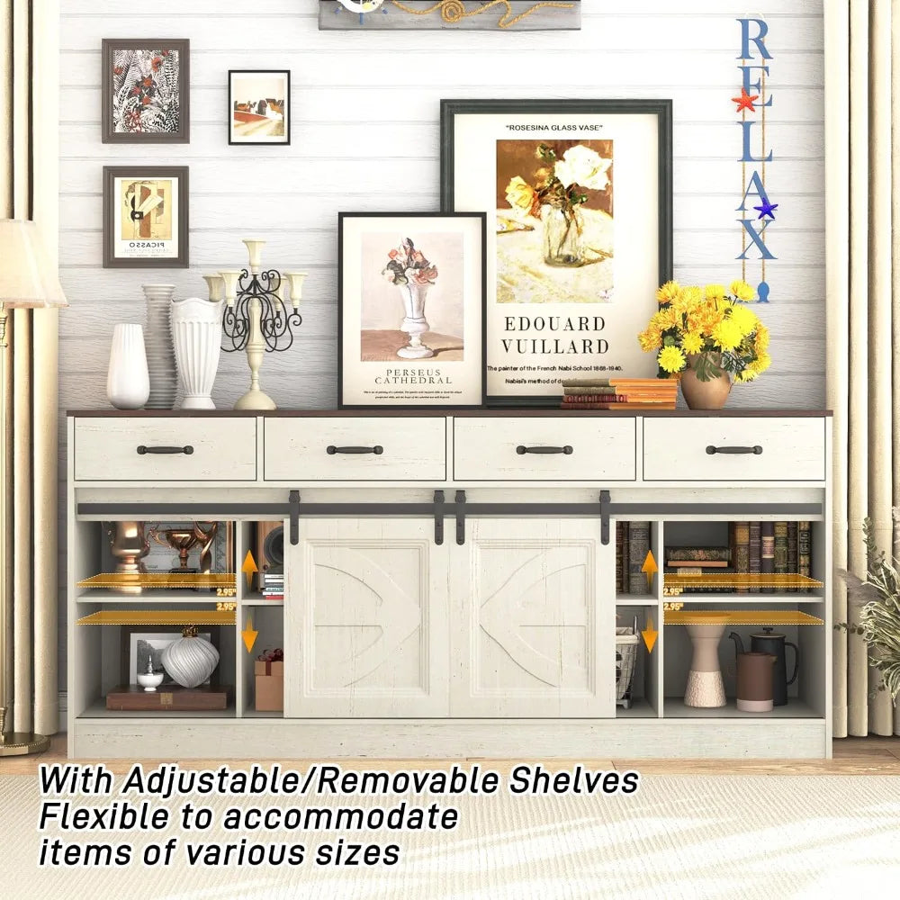 Guangbai Modern Farmhouse Sideboard Buffet With Storage Sliding Doors