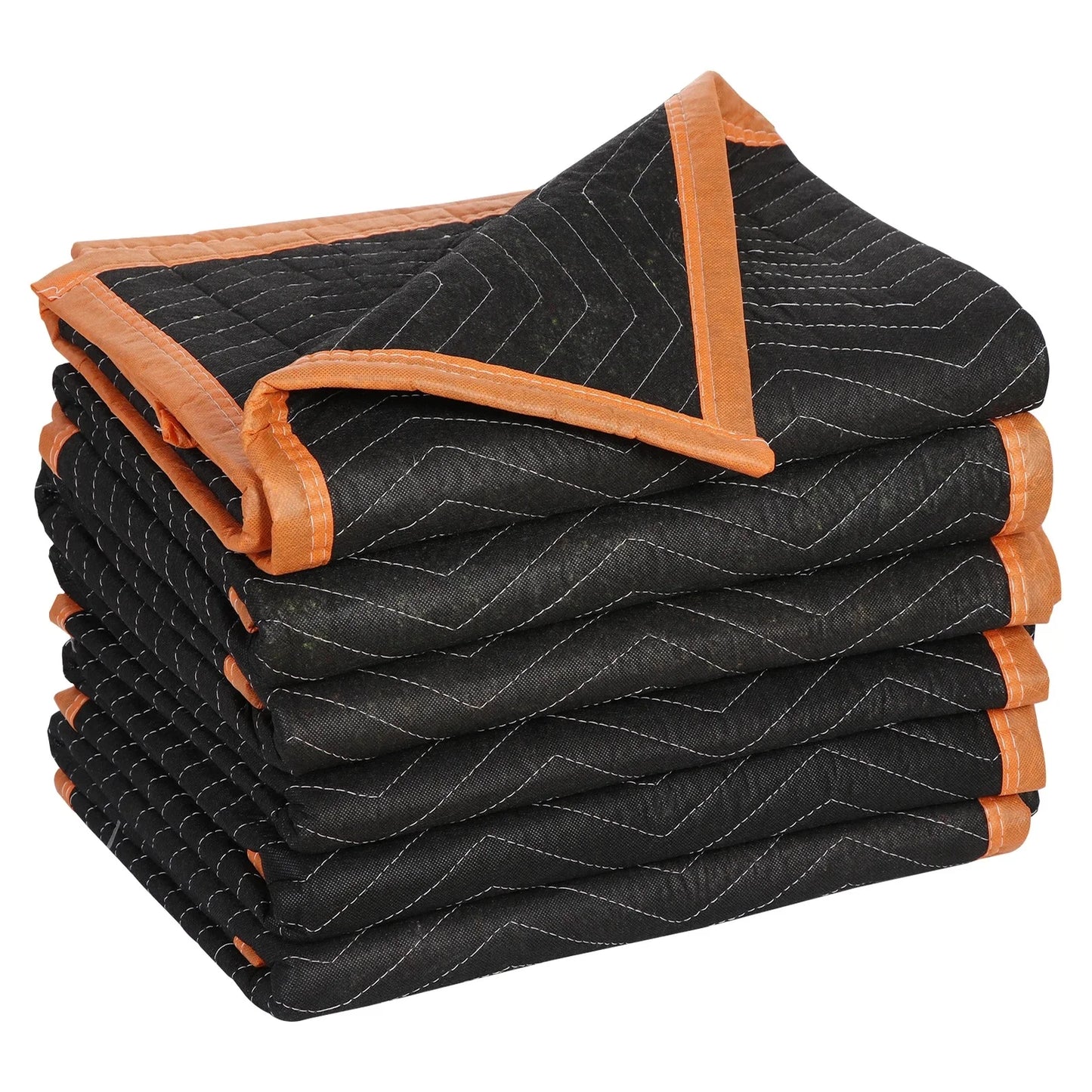 6 Pack Moving Blankets Quilted 40" x 72" Shipping Furniture Pads Black