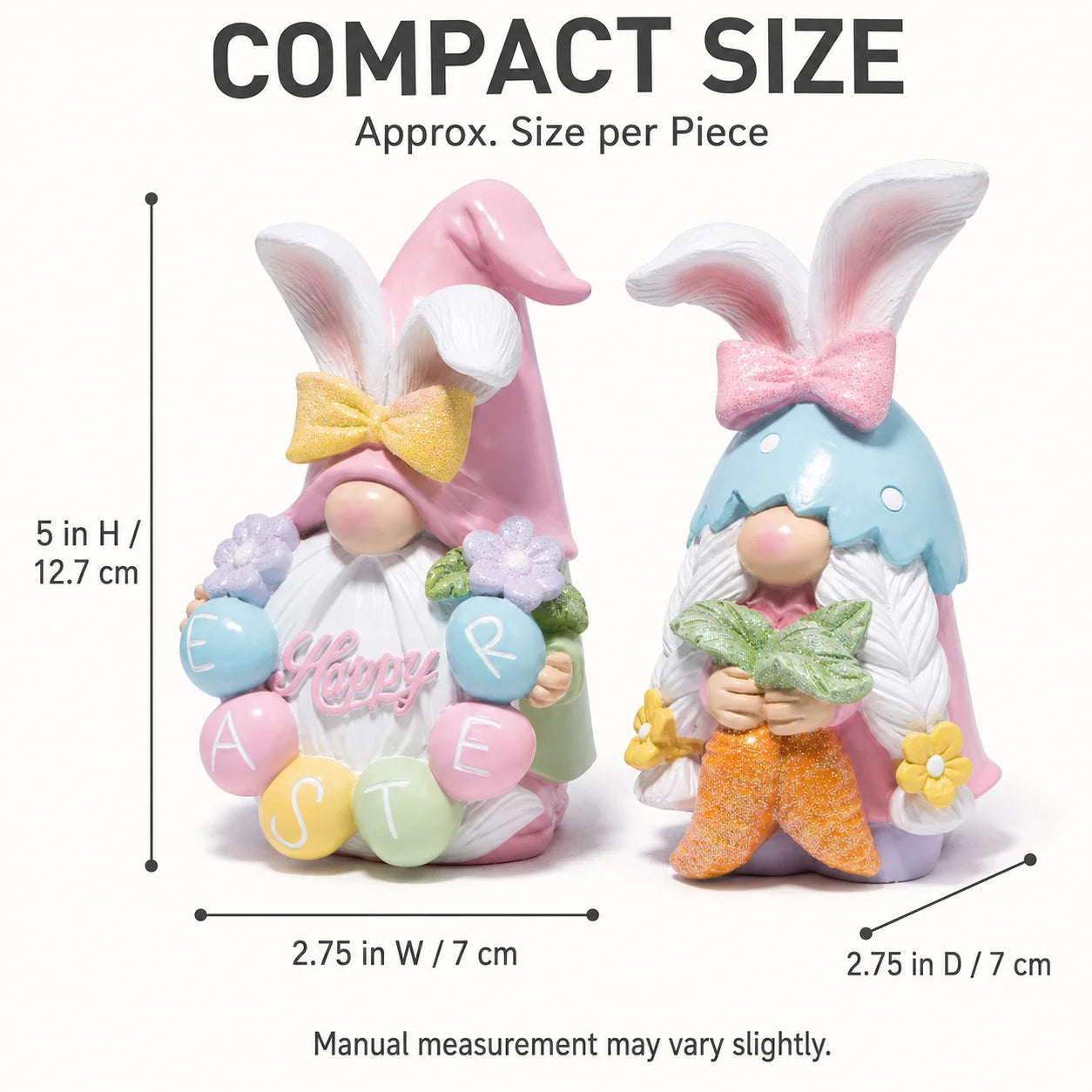 Hodao Resin Easter Gnome Figurine Set Spring Home Decor
