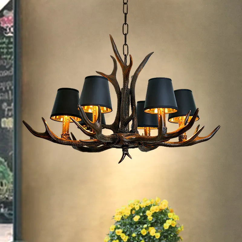 American Retro Deer Antlers With Lampshades Indoor Home Lighting