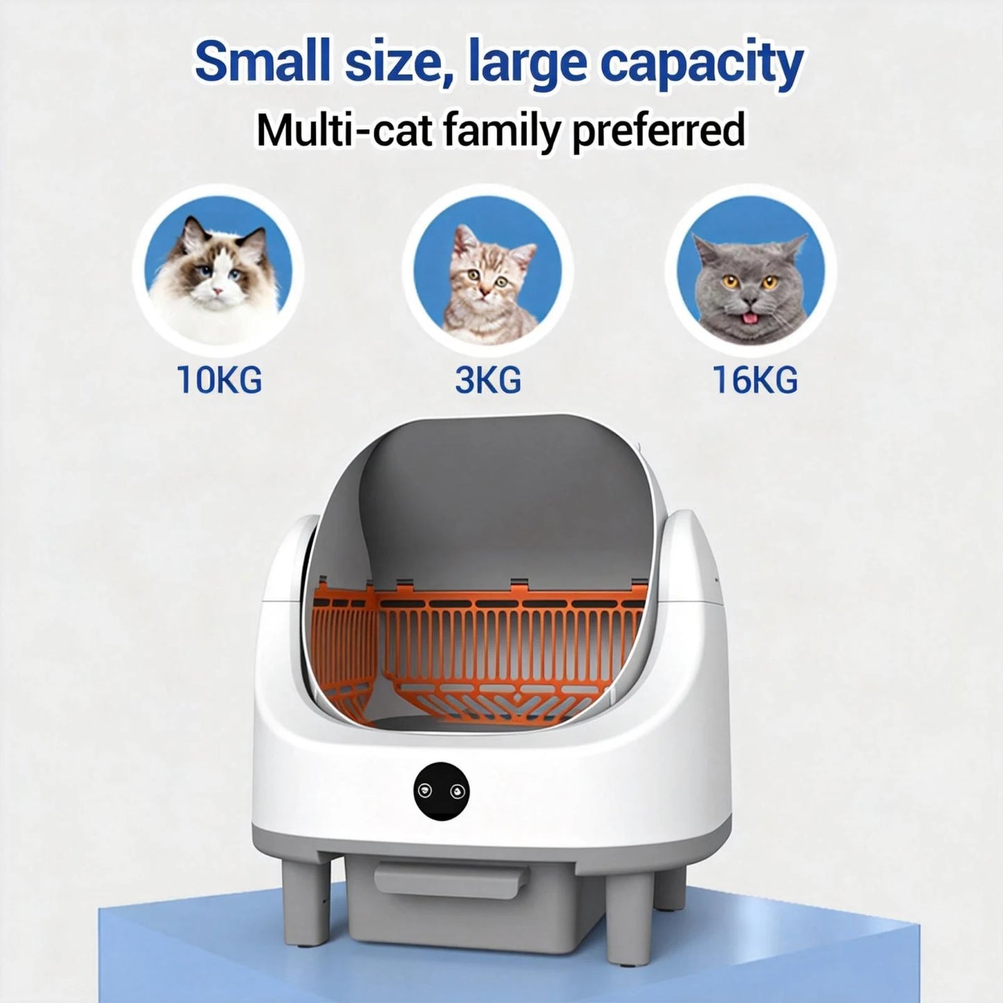 HiMISS Open Top Automatic Self Cleaning Litter Box For Multi Cat App Control