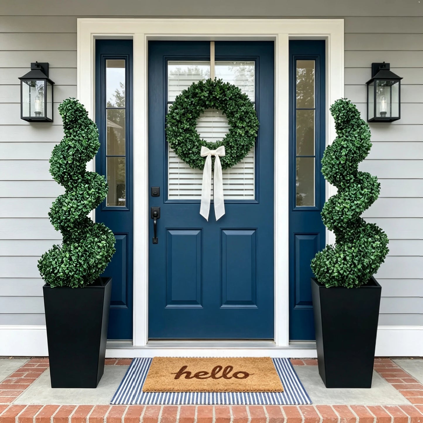 2.6/4.1/5.2ft Fake Plants 2 Pieces Artificial Boxwood Spiral Topiary Trees with Large Planter Spiral Faux Topiary Trees for Indoor Outdoor All-Year Green Fake Plants Highly Simulated for Home Christmas Decorative/Indoor/Front