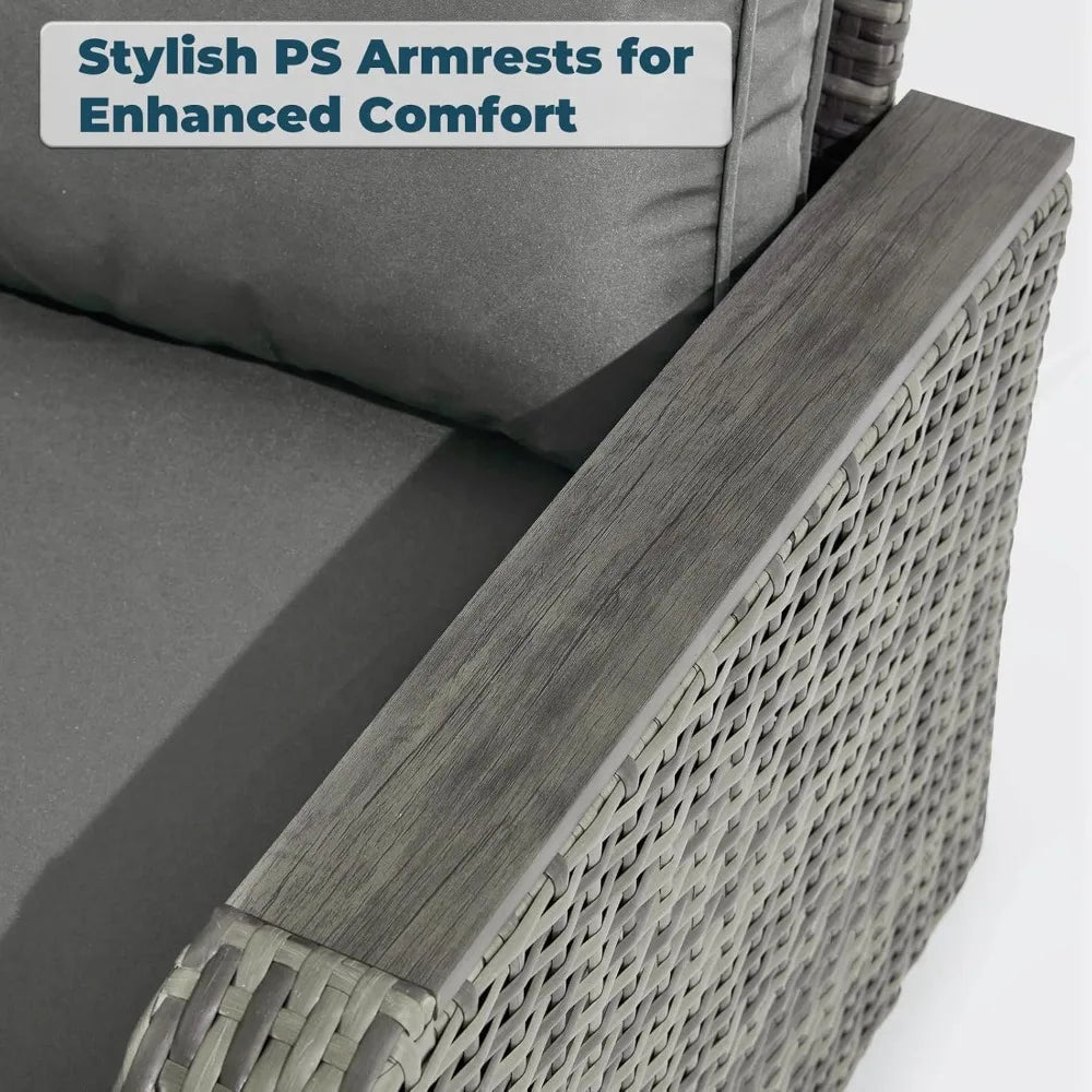 Wicker Patio Set With Swivel Chairs And Side Table For Outdoor Use