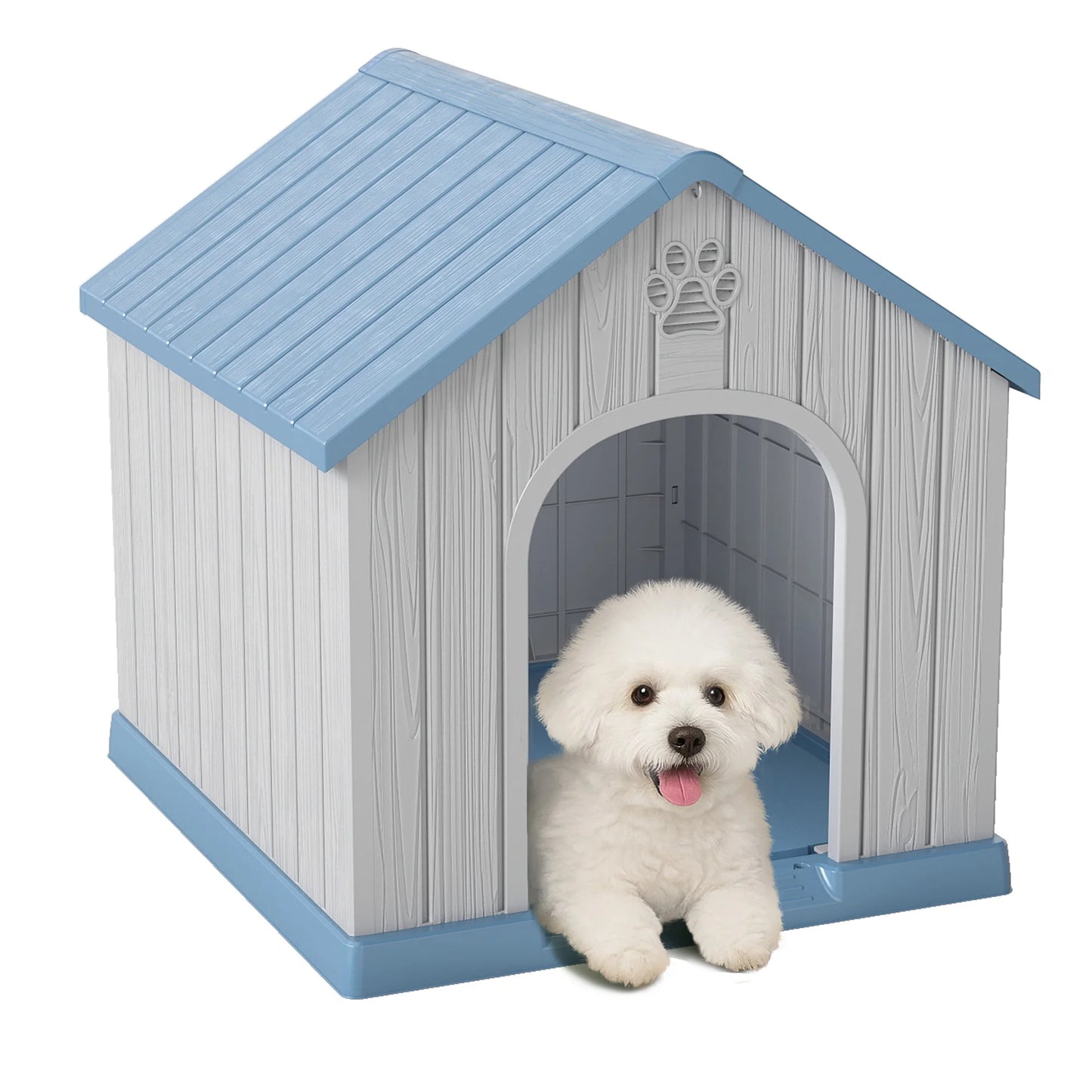 Weatherproof Plastic Dog House Indoor Outdoor Pet Shelter