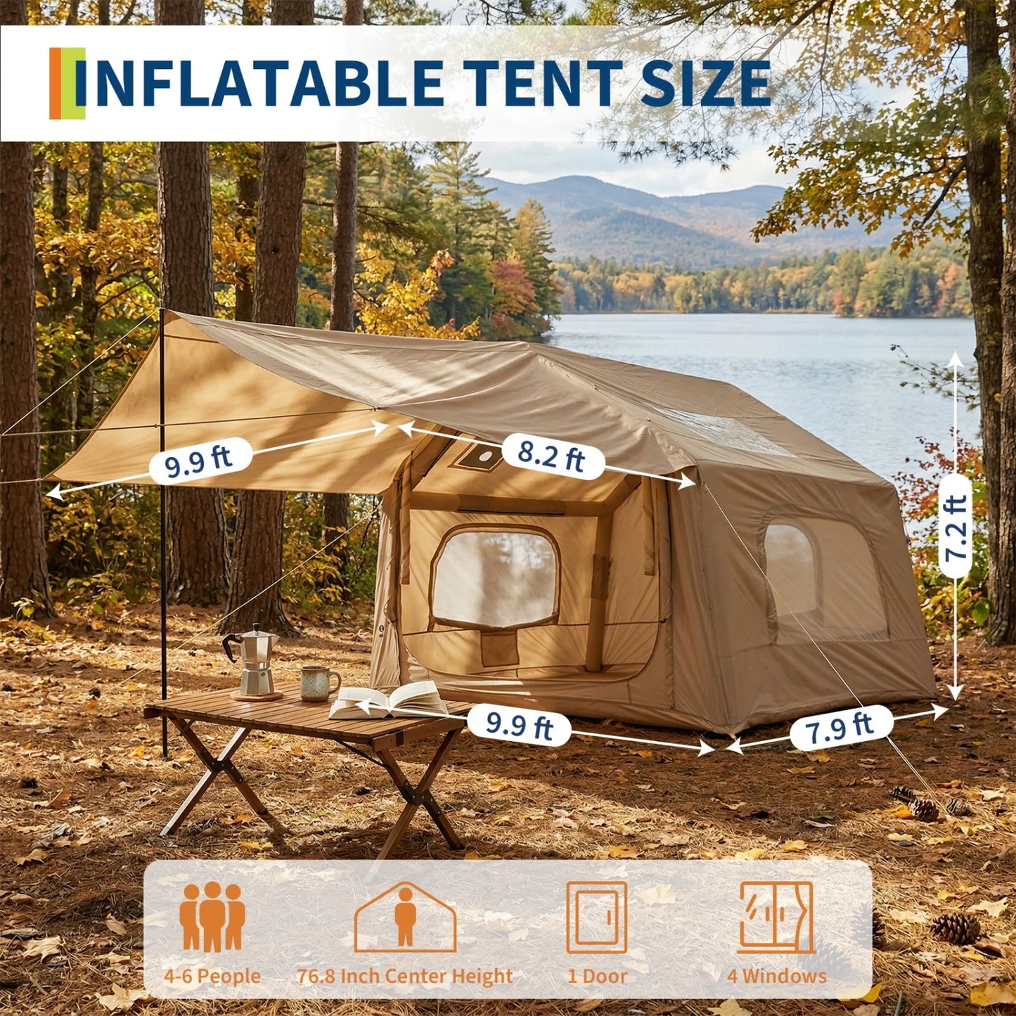 Himiss 6 Person Quick Setup Inflatable Camping Tent