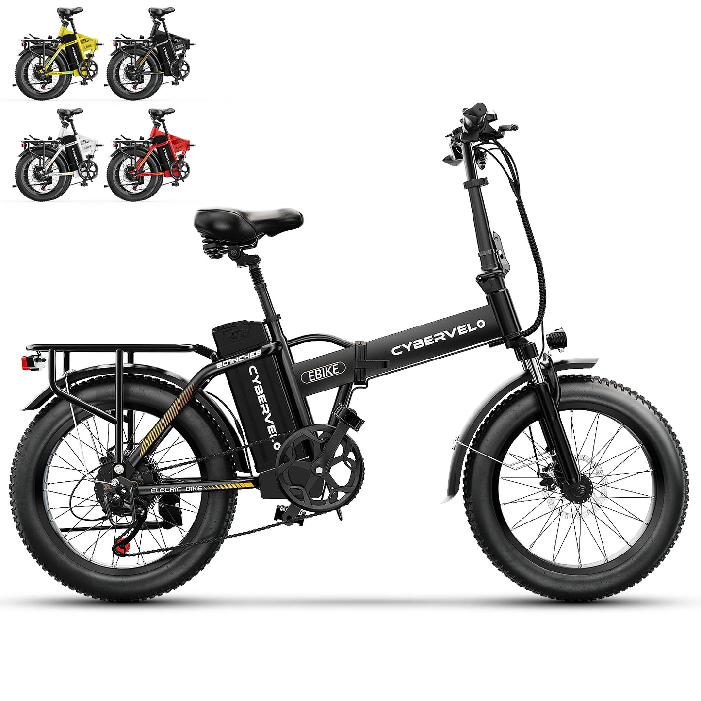 CYBERVELO 1000W Folding Electric Bike With Removable Battery For Adults