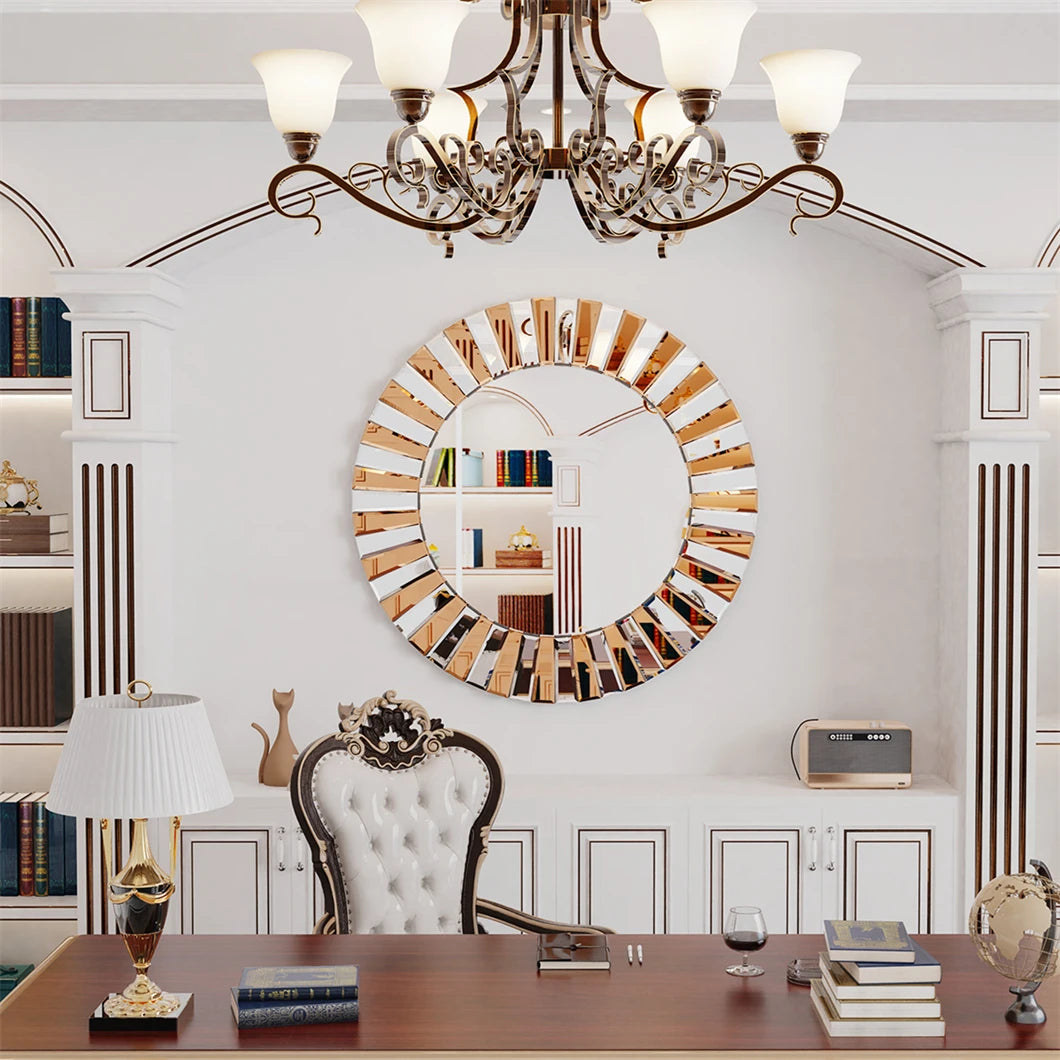 BORWAR Round Wall Mirror Decor for Hallway and Bathroom