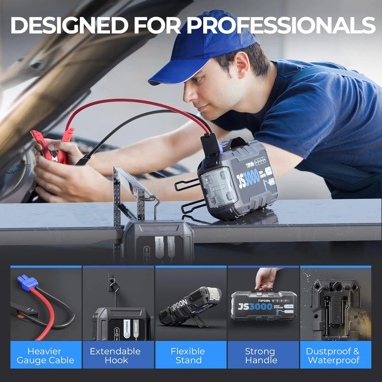 Topdon JS3000 3000A Car Jump Starter Power Bank Portable