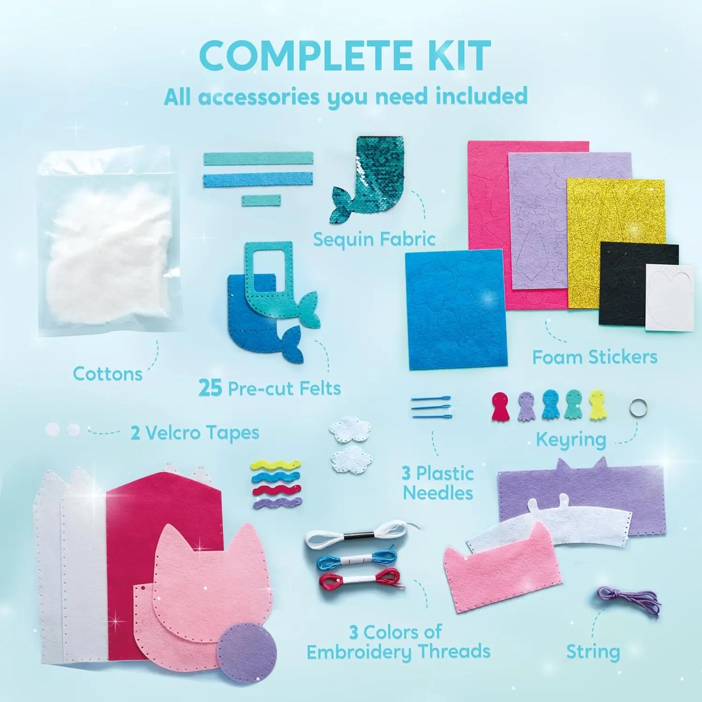 Joyfy My First Kids Sewing Kit 7 Projects Unicorn Mermaid