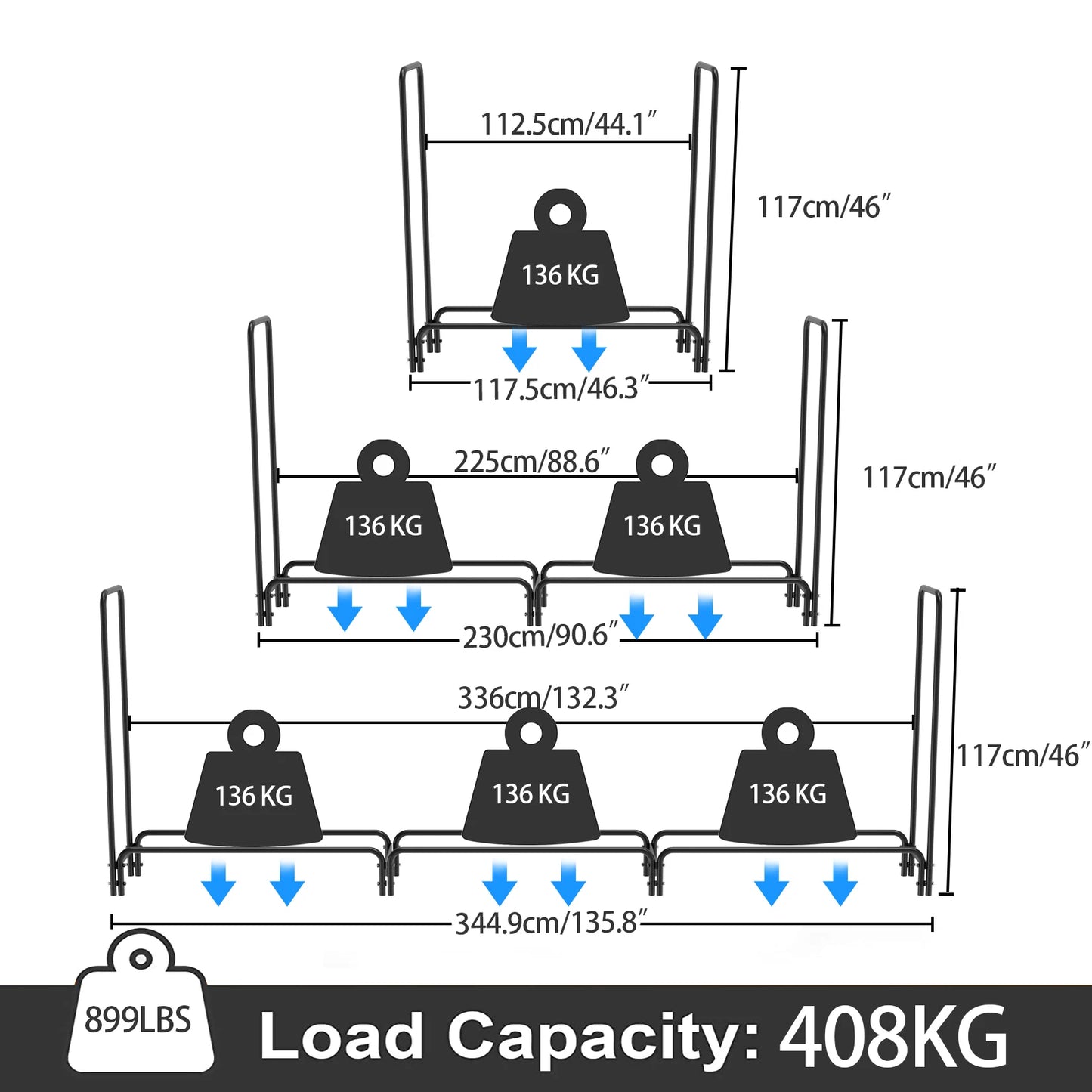 Heavy Duty Metal Wood Log Store Rack Stacking Storage Stand
