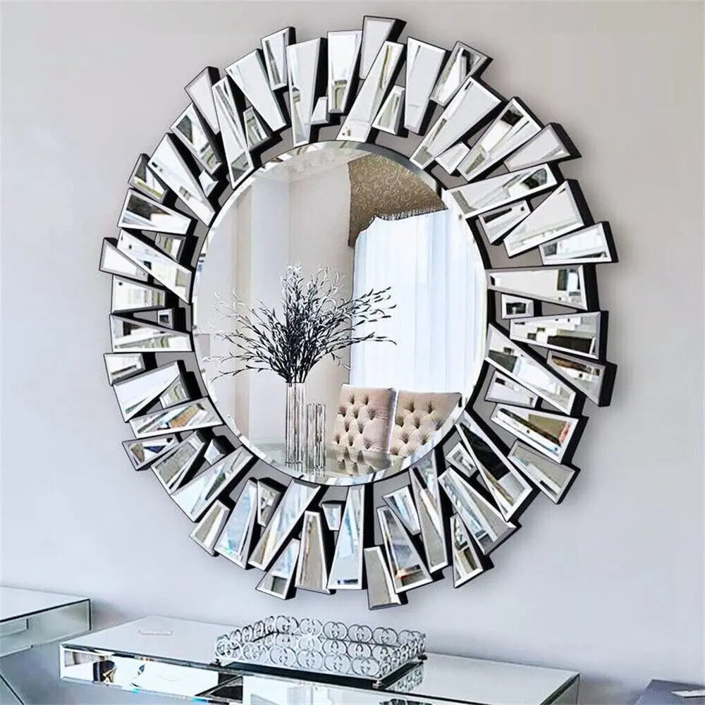 Borwart Round Wall Mirror Venetian Style Beveled Glass For Bathroom