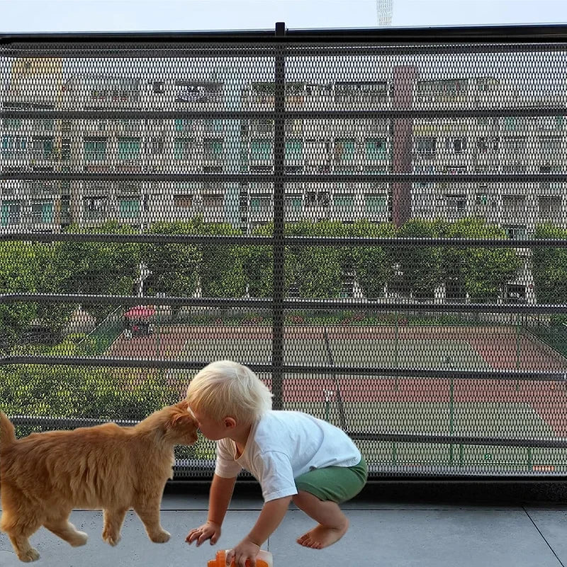 Dog Barrier Fence Playpen With 4 Hooks Foldable Mesh Gate