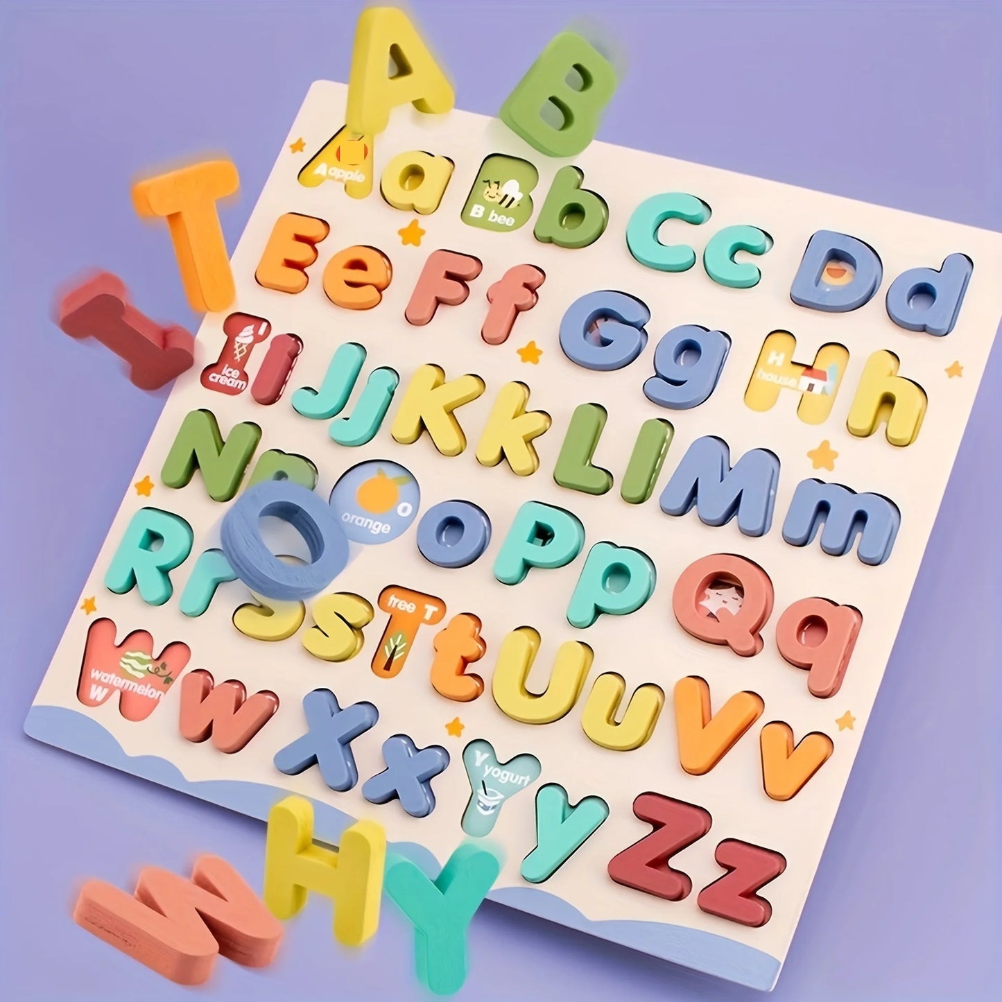 Wooden Letter Puzzle Board With Uppercase And Lowercase Letters 52