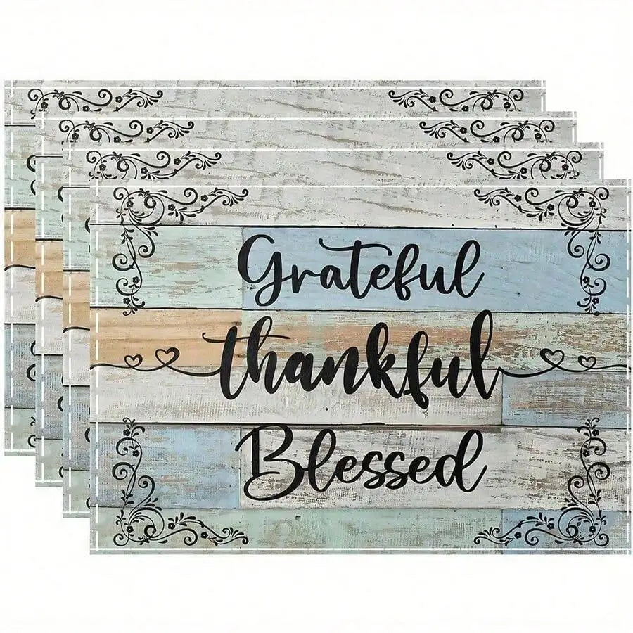 4-Pack, Home Kitchen Placemats, Thanksgiving Pattern Placemats, Kitchen Dining Table Room Stylish Home Decor, Suitable For Famil