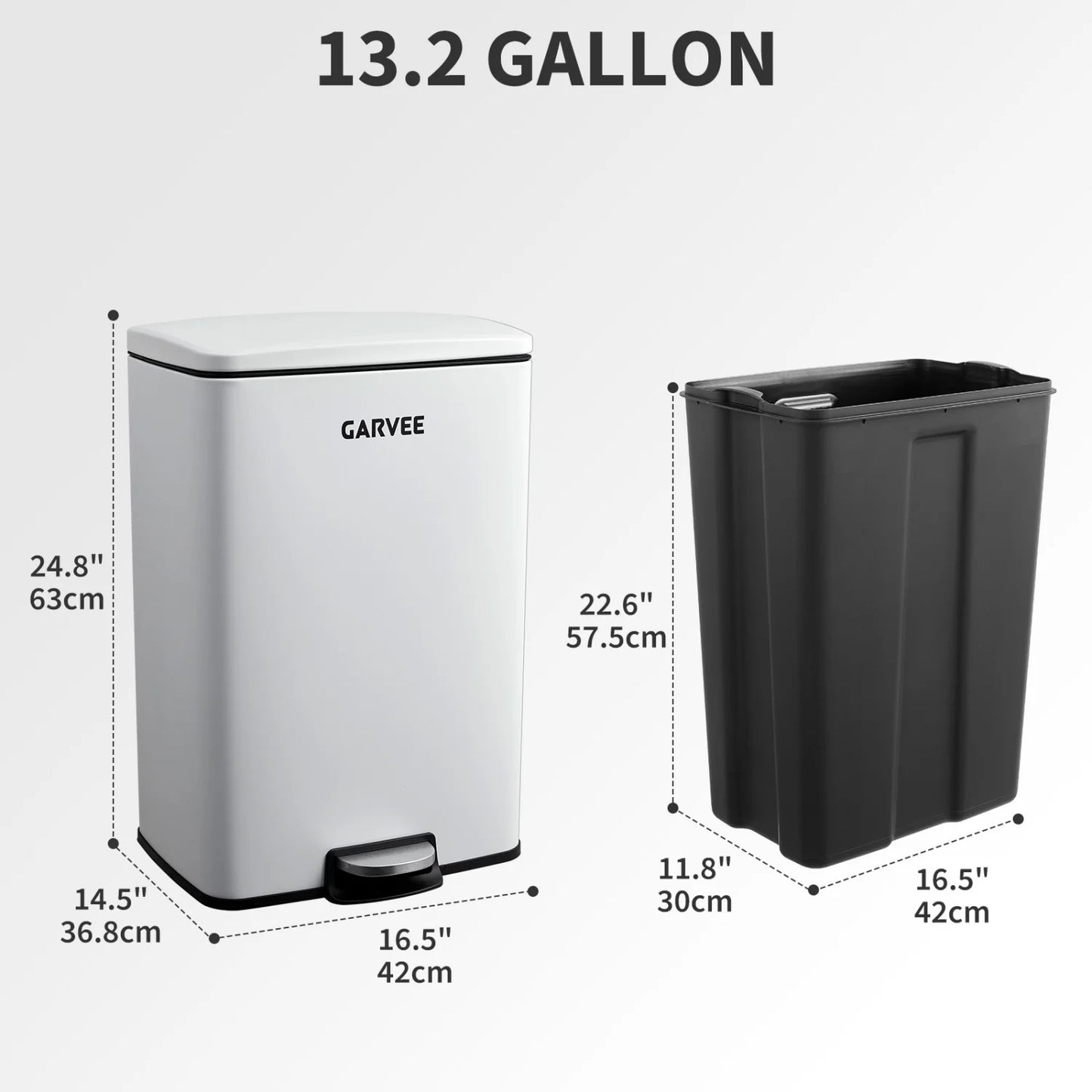 HiMISS Stainless Steel Step On Trash Can With Soft Close