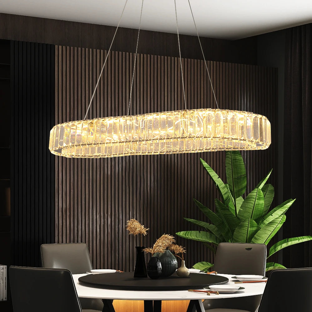 VETRULUS Modern Luxury Crystal Oval LED Chandelier Ceiling Lamp