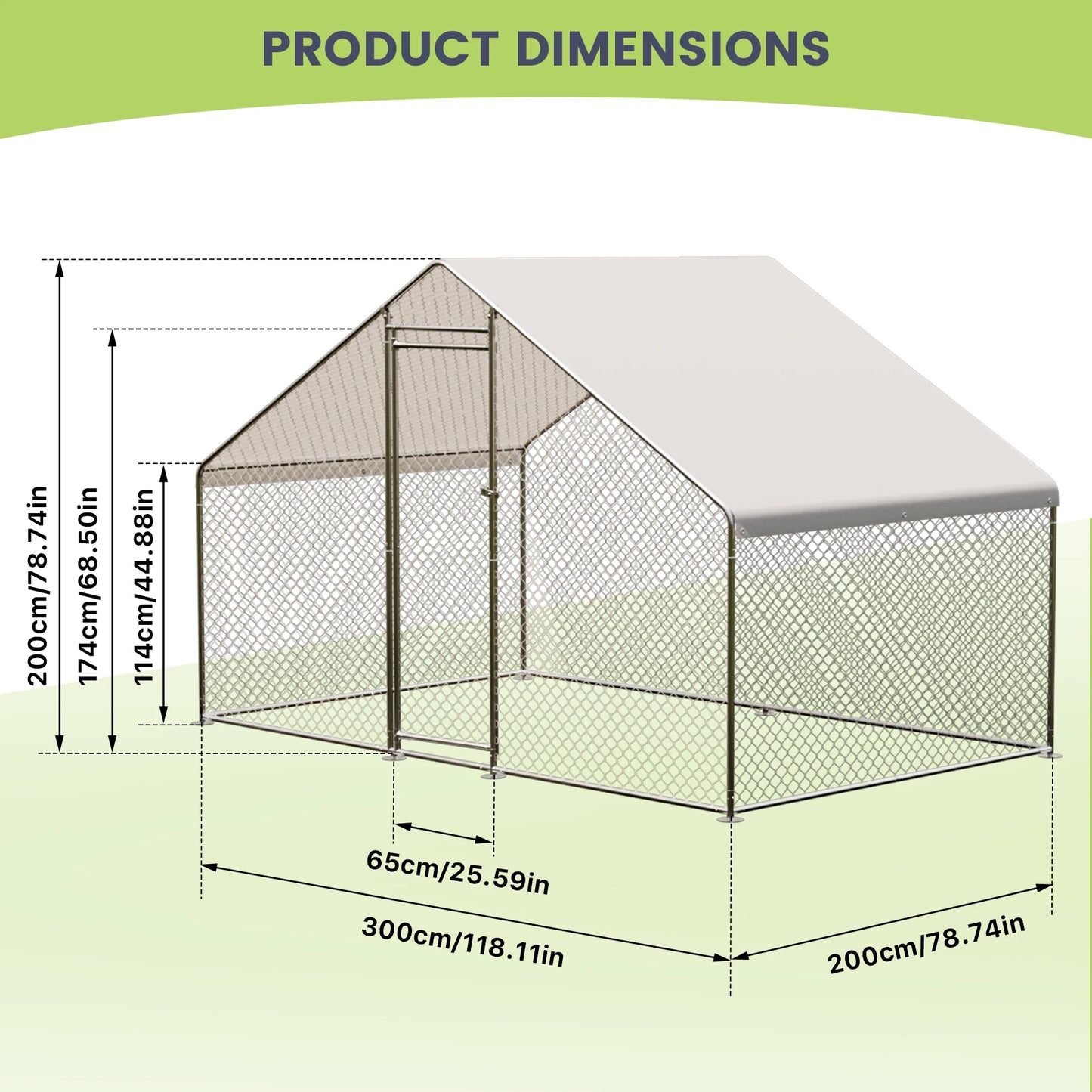 HiMISS Heavy Duty Metal Chicken Coop Walk-In Poultry Cage