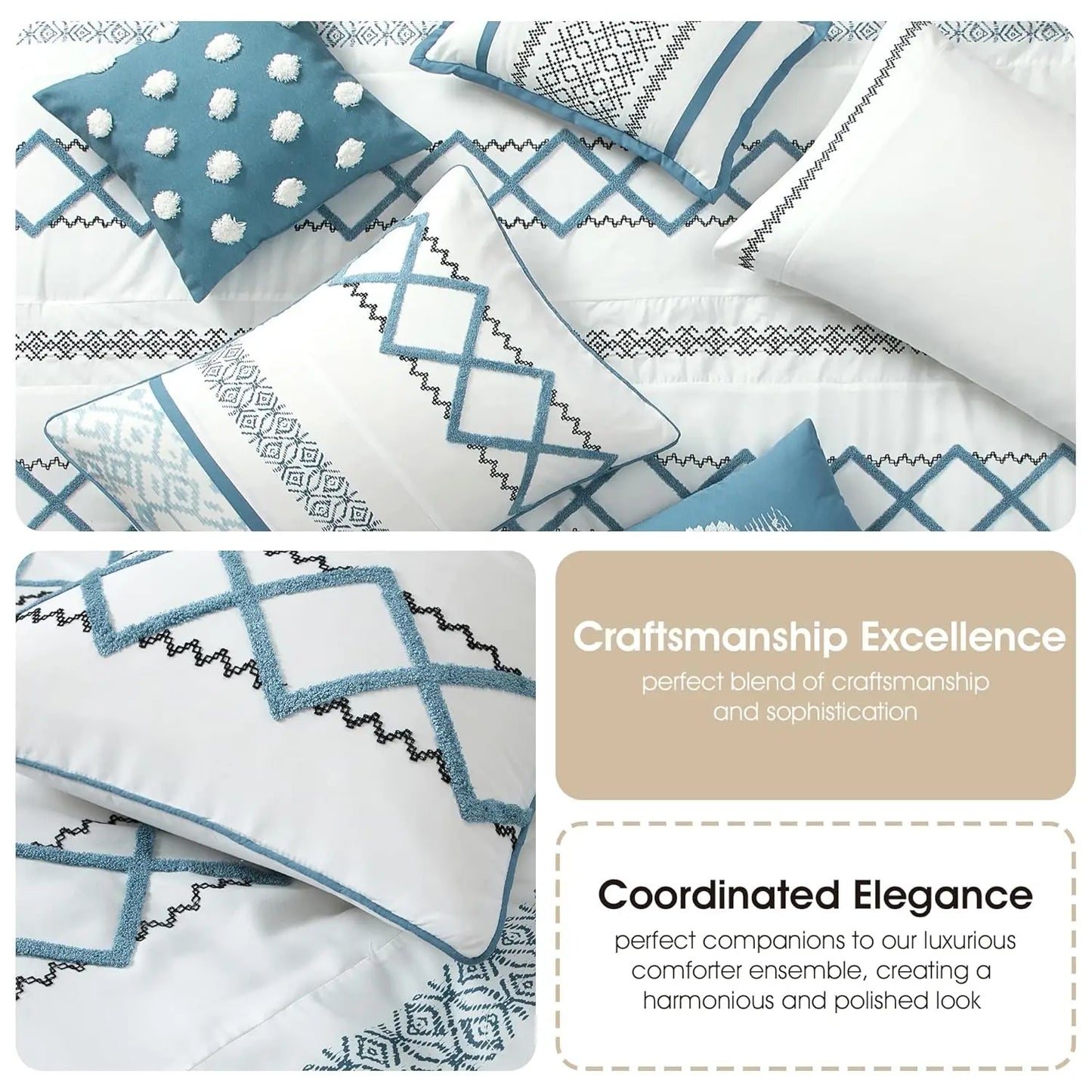 All Season Embroidered Comforter Set With Curtains And Sheet Set