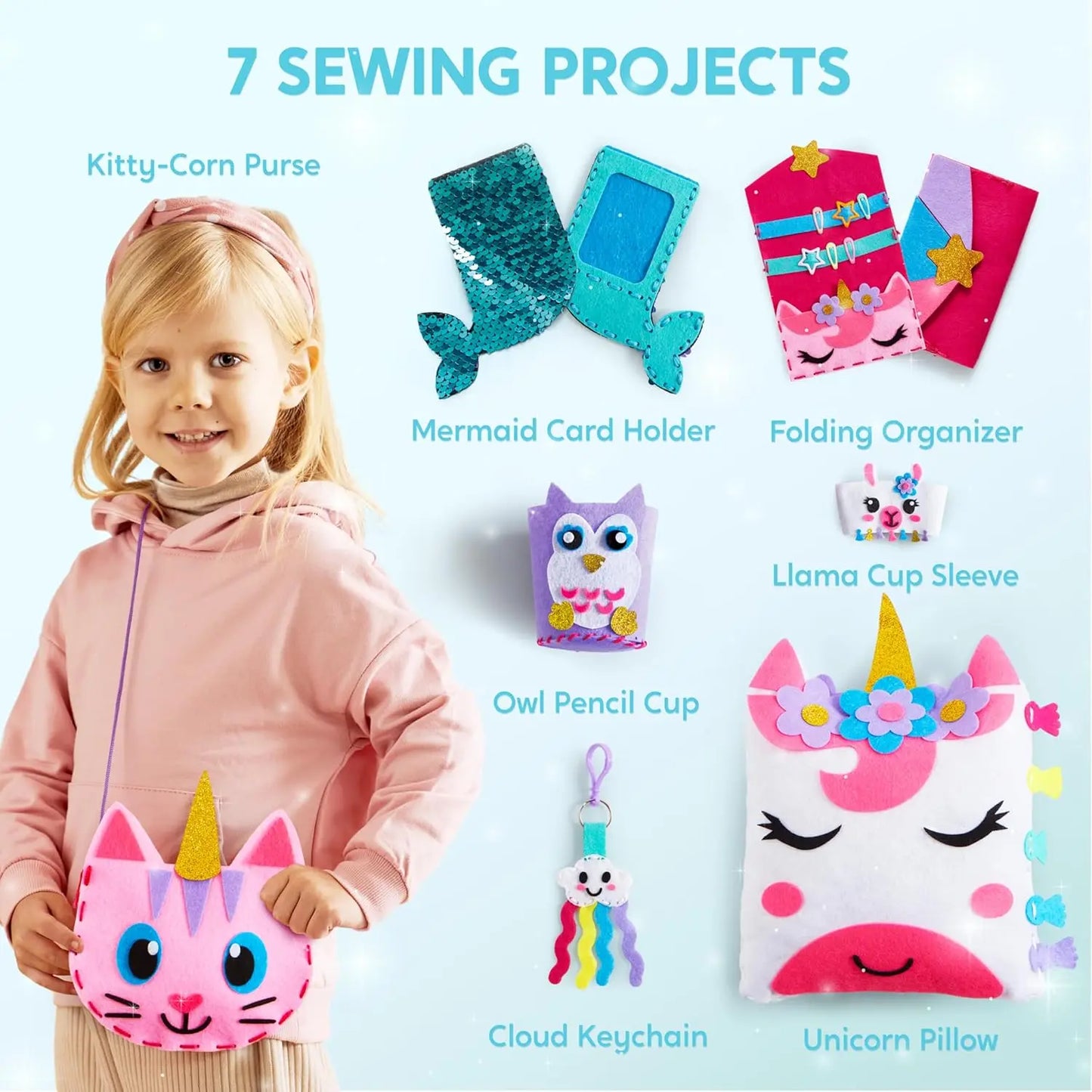 Joyfy My First Kids Sewing Kit 7 Projects Unicorn Mermaid