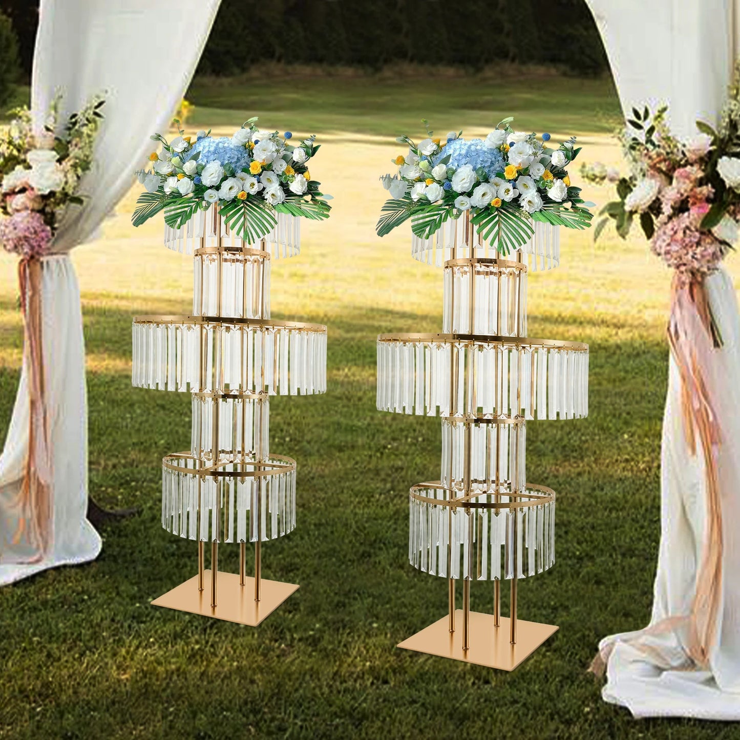 NONECN 5 Tier Crystal Flower Stand Wedding Centerpieces for Events