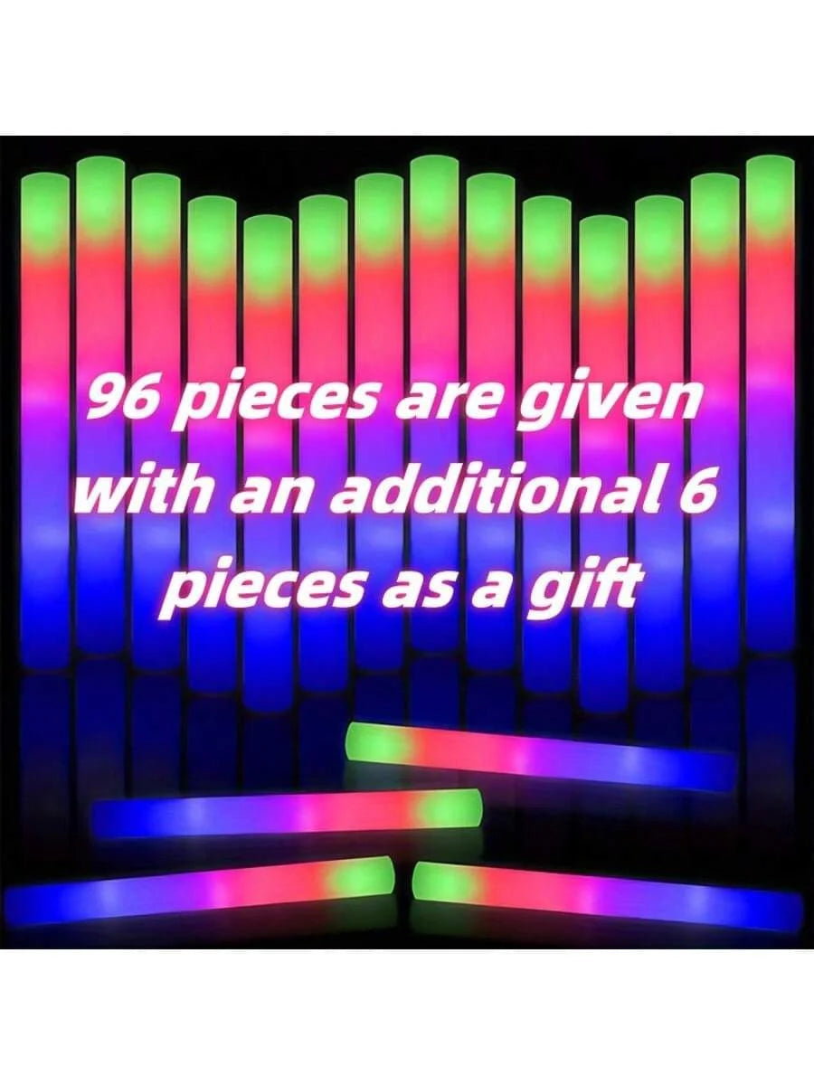 Foam Glow Sticks Vibrant Electric Multicolor RGB 30/100 Pcs LED Light Up Foam Batons With 3 Flashing Modes For Weddings Dances Concerts Birthday Halloween Christmas Party Supplies Party Favors Nightclub Rave Props Accessories