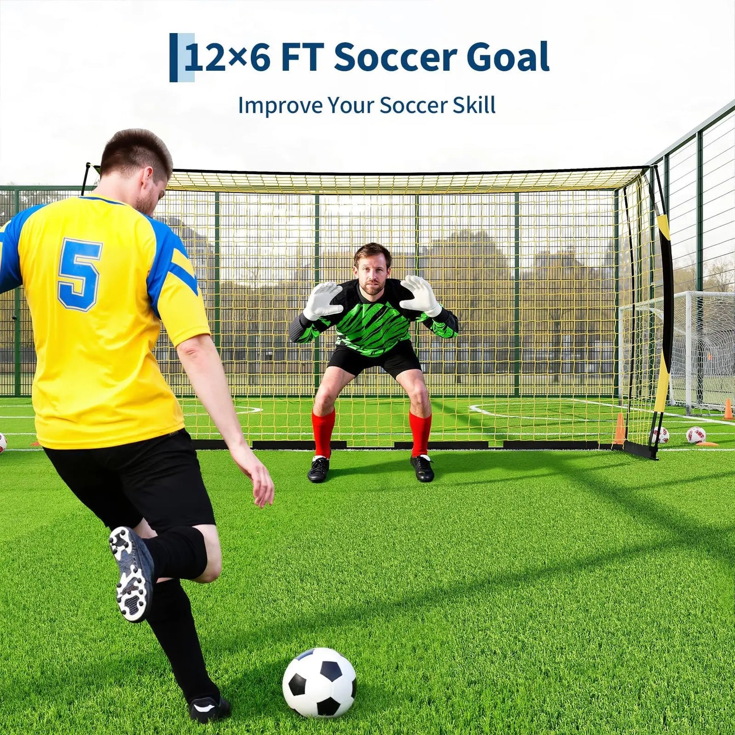 Himiss 12x6ft Heavy Duty Foldable Portable Soccer Goal Net