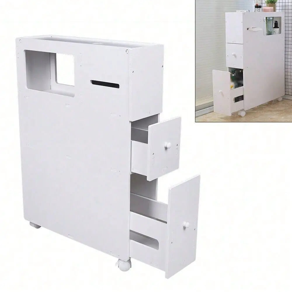 Freestanding Bathroom Floor Cabinet Storage Organizer With Shelf