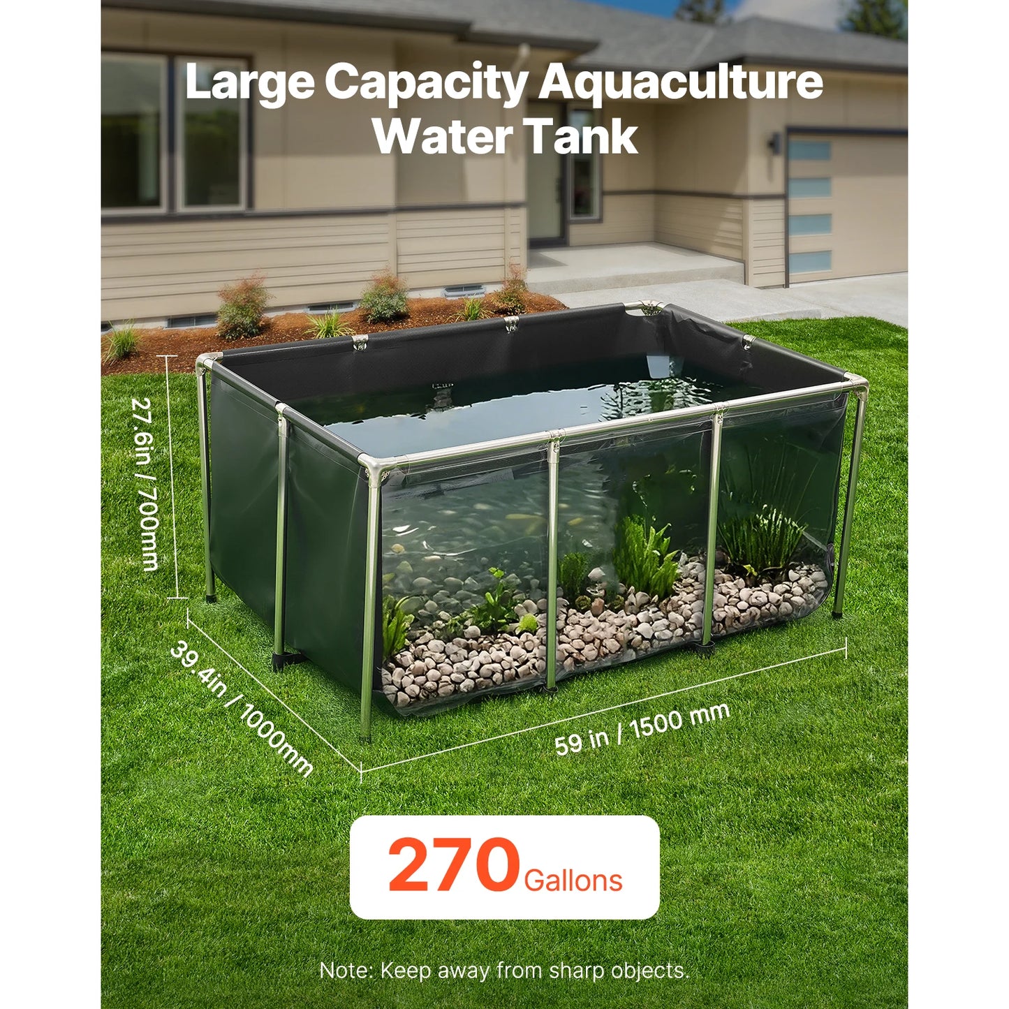 Canvas Koi Pond Above Ground Tank With Clear Viewing Panel For Goldfish