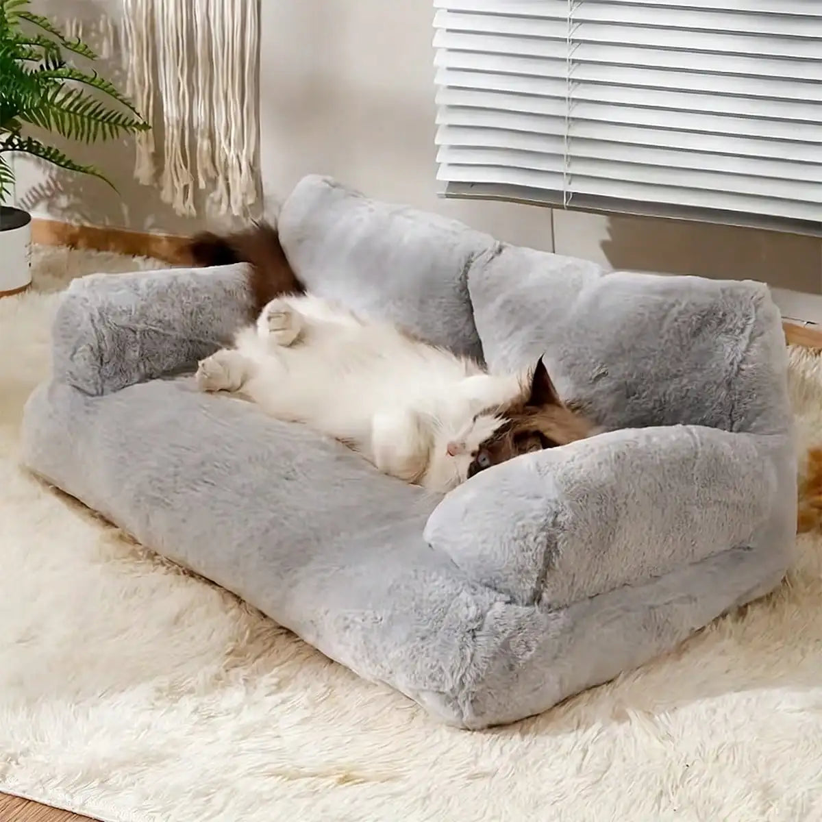 XMSJ Cozy Plush Dog Sofa Bed With Raised Edge Washable
