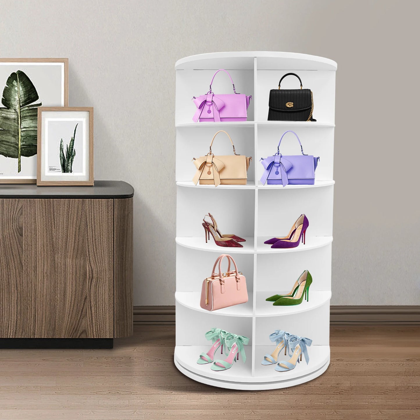 5 Tier 360 Rotating Shoe Rack Organizer Holds 20 Pairs