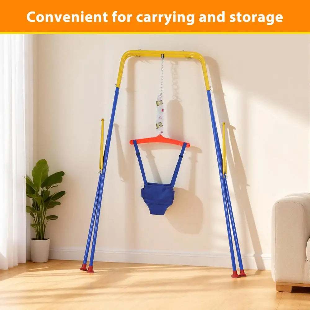 Baby Jumper with Stand,Indoor/Outdoor Toddler Swing Set with Adjustable Chain,2 in 1 Baby Jumper and for Boys Girls 6-24 Months