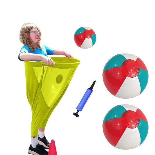 Freaky Party Games Pants with 2 Bouncy Balls and 1 Air Pump Outdoor Games Field Family Reunion Game for Kids and Adults