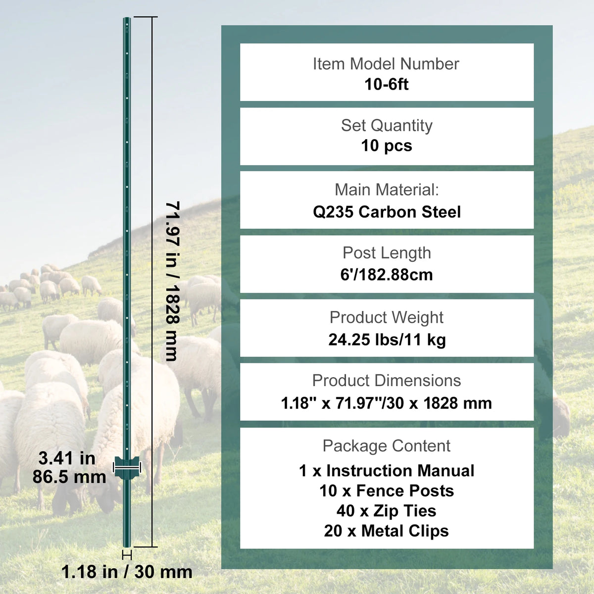 SucceBuy Heavy Duty Steel T-Post Fence Stakes for Outdoor Fencing