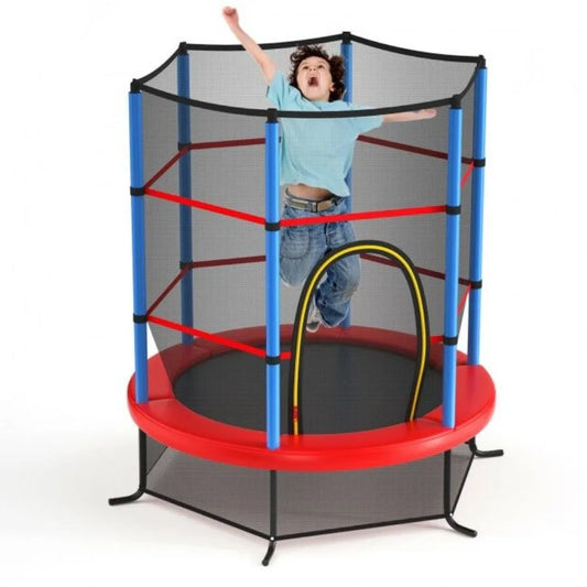 55 Inch Recreational Trampoline Bouncing Jumping Mat with Enclosure Net