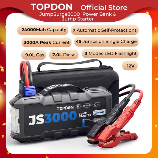 Topdon JS3000 3000A Car Jump Starter Power Bank Portable