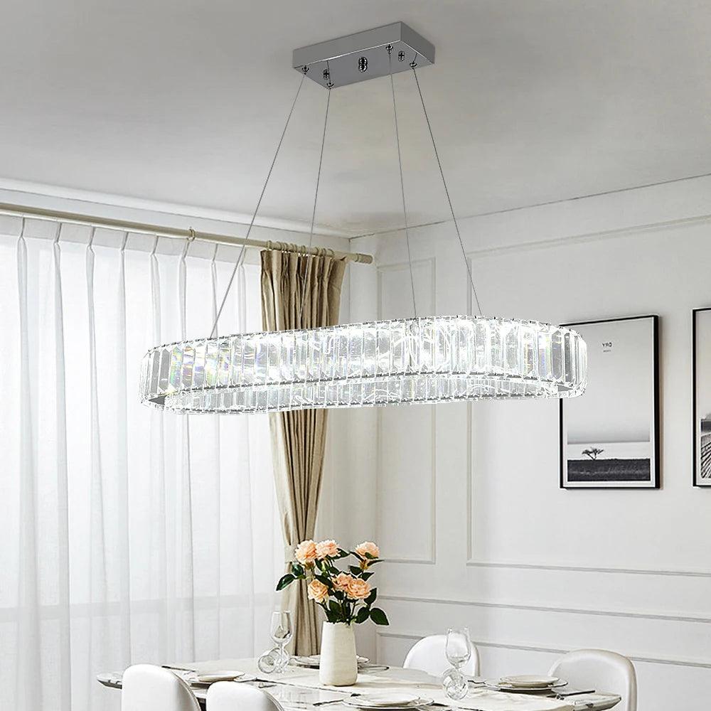 VETRULUS Modern Luxury Crystal Oval LED Chandelier Ceiling Lamp