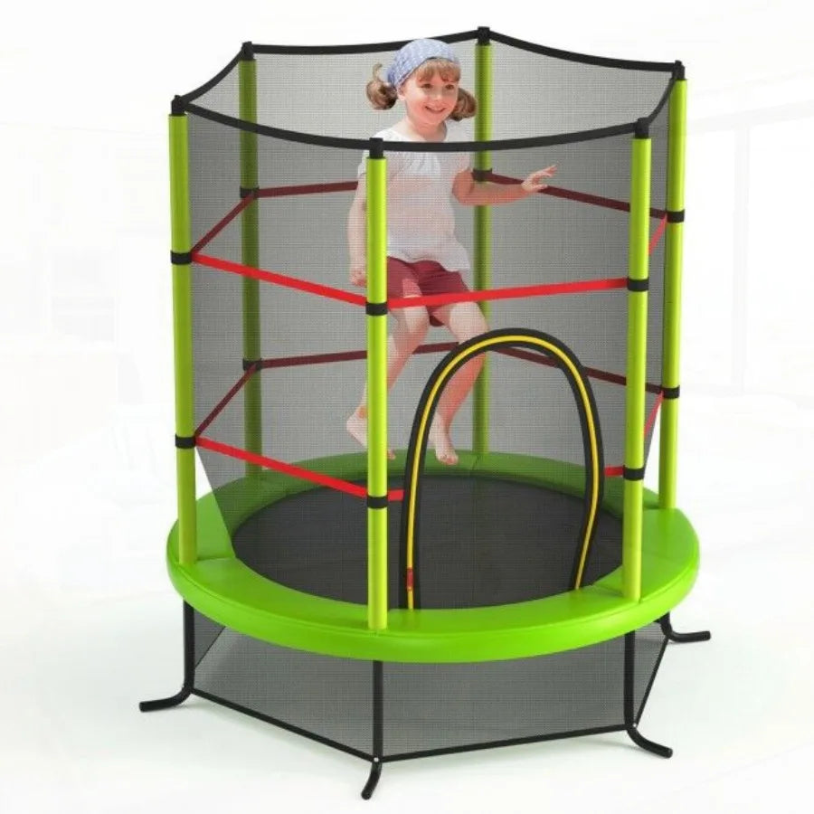 55 Inch Recreational Trampoline Bouncing Jumping Mat with Enclosure Net