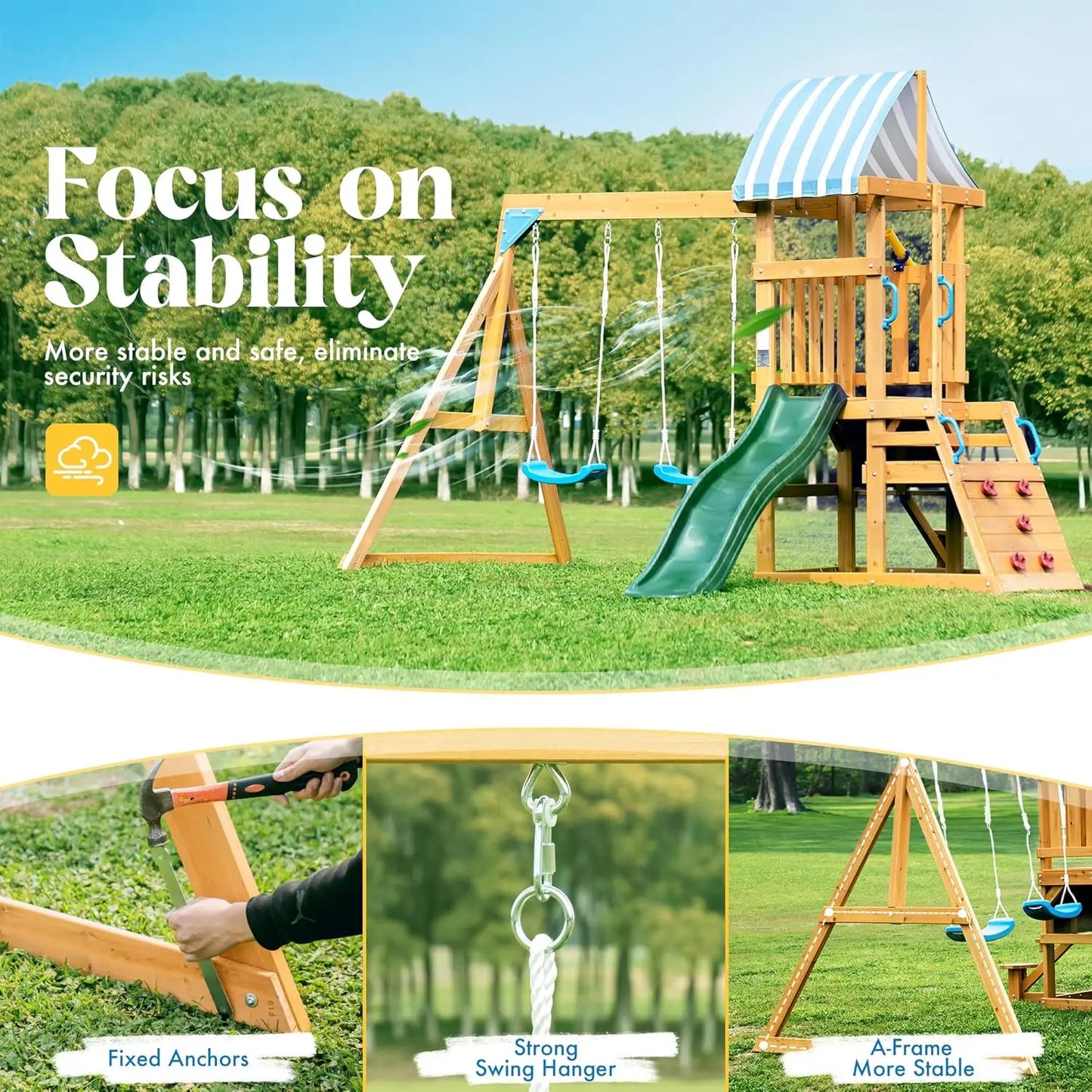 Rolife Robotime Robud Wooden Swing Set With Dual Swings