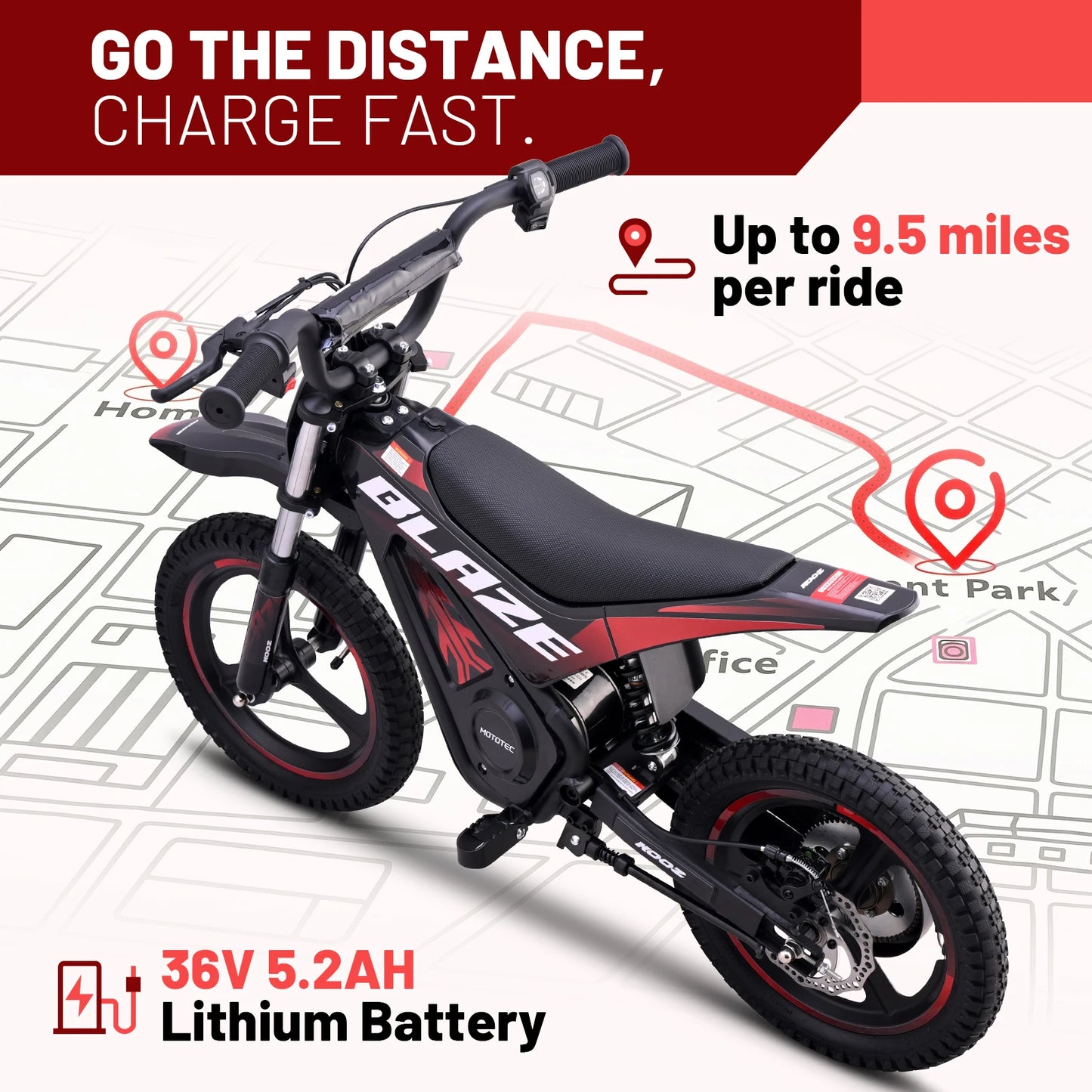 KOOZ HP01E 36V 350W Electric Dirt Bike For Kids Two-Speed