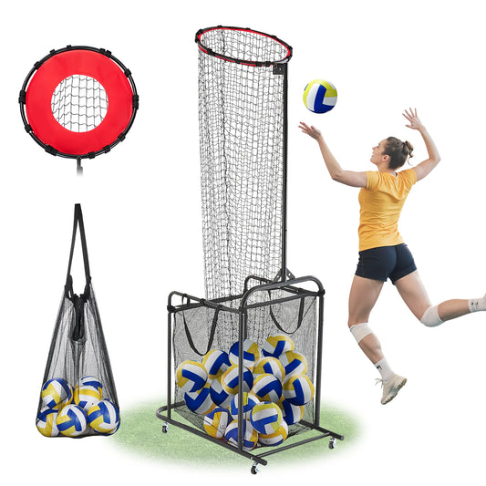 SucceBuy Volleyball Setter Training Equipment Angle Height Adjustable with Cart Wheels Carrying Bag for Serving Spiking Setting