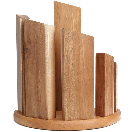 XMSJ Countertop Magnetic Knife Block Double Sided Wooden Holder